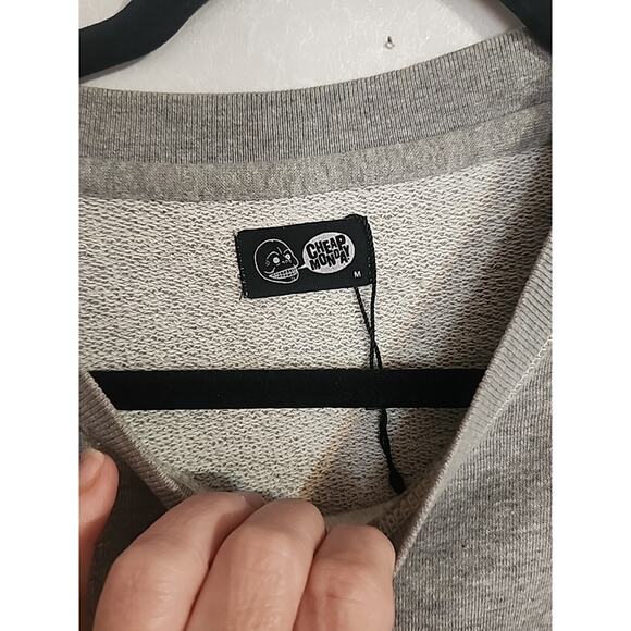 Cheap Monday Womens Ellie Sweat Fleece Sweatshirt sz Medium Gray Embroidered - Picture 4 of 9